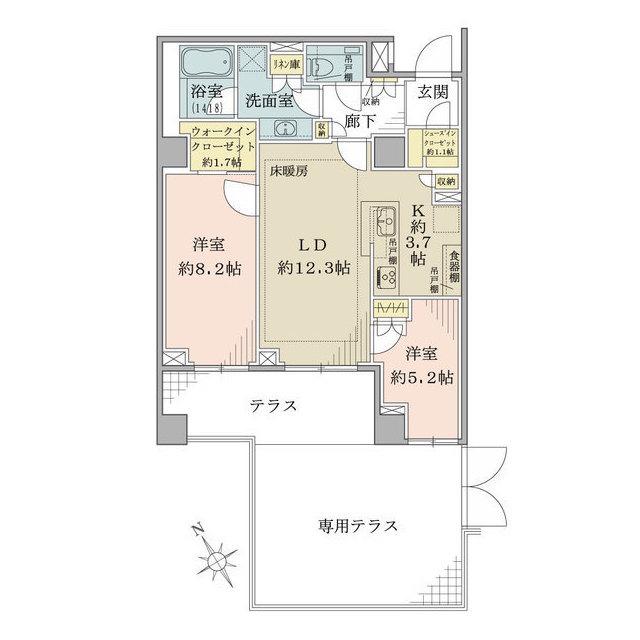 ザ・パークハウス吉祥寺(2LDK/1階)の間取り写真