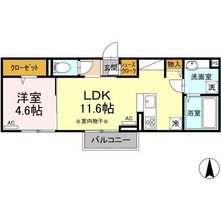 ブルーシェル(1LDK/2階)の間取り写真
