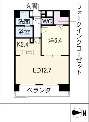 リバーコート砂田橋I(1LDK/12階)の間取り写真