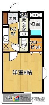 アグリーアブル(1K/2階)の間取り写真