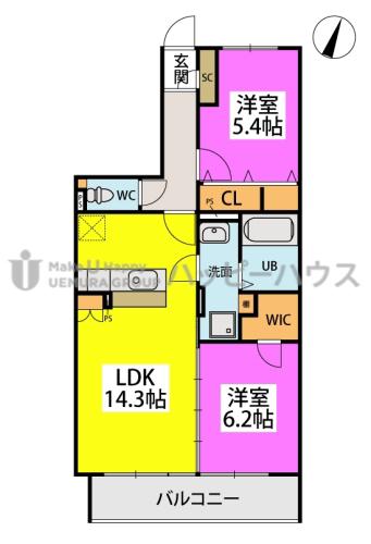 LA PREVALOIR(2LDK/5階)の間取り写真