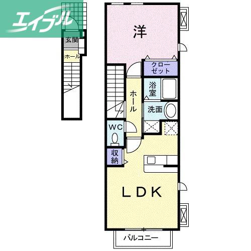 セイバリーKII (1LDK/2階)の間取り写真