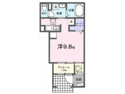 ウエストコート(ワンルーム/1階)の間取り写真