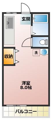 八大マンション(ワンルーム/4階)の間取り写真