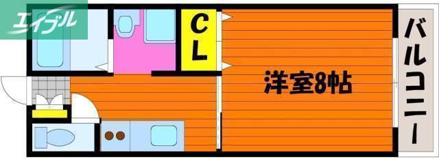 えとあシティC(1DK/2階)の間取り写真