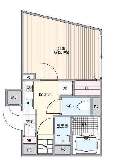 エルファーロ代々木上原IV(1K/1階)の間取り写真