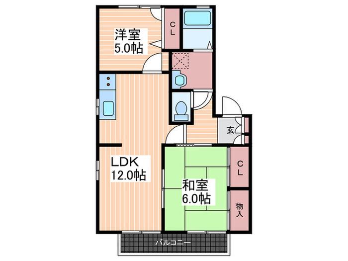 ディアス宮島A(3DK/2階)の間取り写真