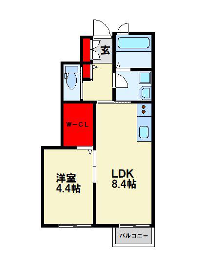 シアハウス戸畑(1LDK/1階)の間取り写真