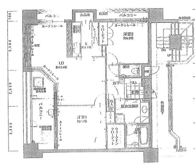 VIVACITY佐世保セントラルコート(2LDK/3階)の間取り写真