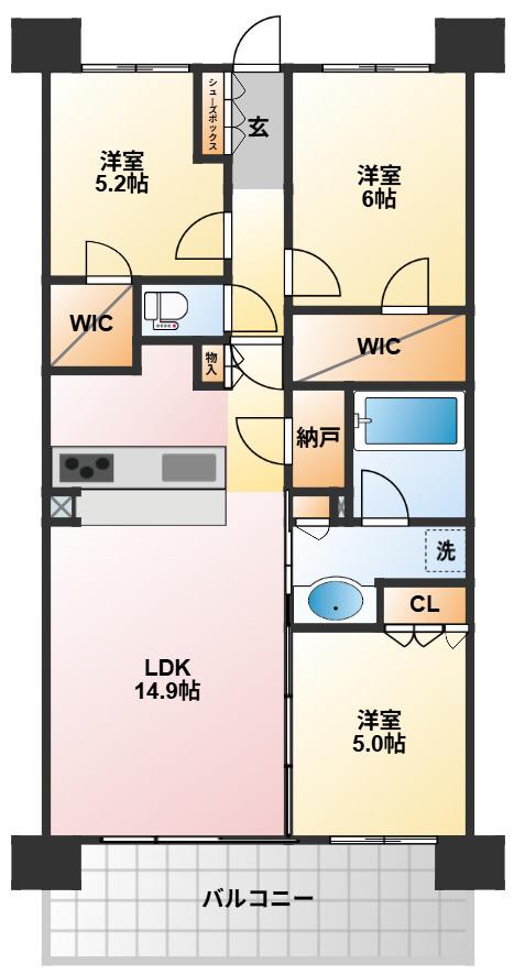 シティテラス国立(3SLDK/4階)の間取り写真