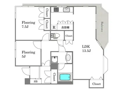 ラスインアーバー(2LDK/3階)の間取り写真