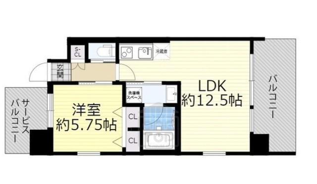 プレジオ豊中(1LDK/8階)の間取り写真