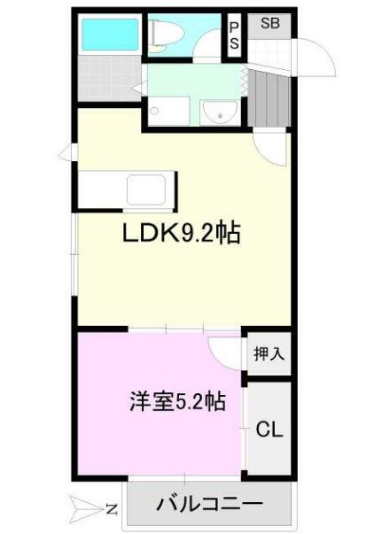 ブライト館下(1LDK/1階)の間取り写真