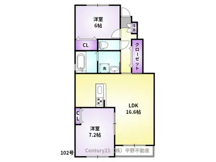 LBLOOM馬場 B棟(2LDK/1階)の間取り写真