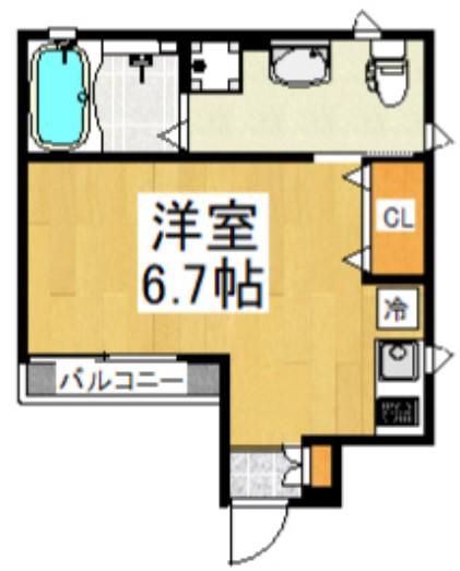 トゥプレ(ワンルーム/2階)の間取り写真
