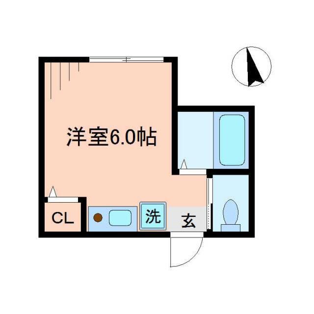 ヒルズ山手B棟(ワンルーム/1階)の間取り写真