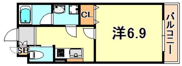 ヴィアノ東垂水(1K/2階)の間取り写真