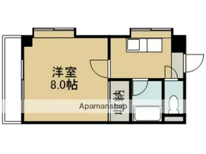 柳丸コーポ南棟(1K/6階)の間取り写真