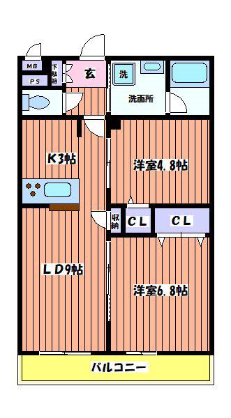 STAR PEAR(2LDK/1階)の間取り写真