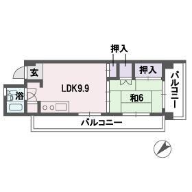 ヒルズ平和(1LDK/3階)の間取り写真