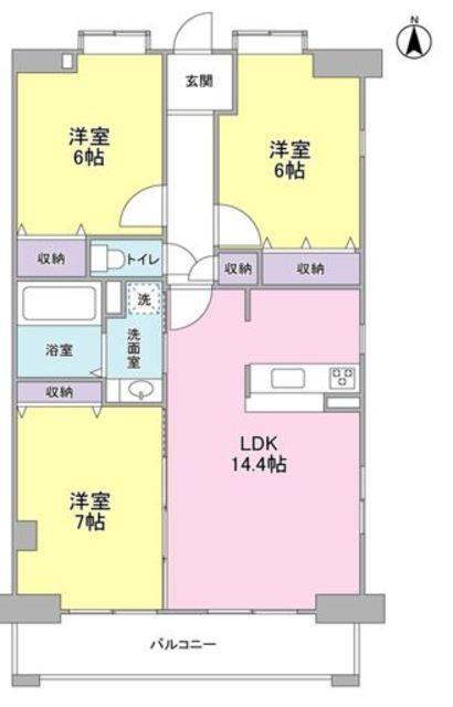ガーデンコート浦和東(3LDK/7階)の間取り写真
