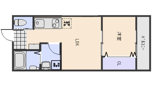 ウエスト RIVER 五日市駅南(1LDK/3階)の間取り写真