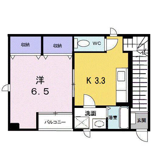 ソレイユK(1K/2階)の間取り写真