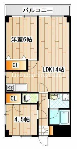フラワーマンション片倉(2LDK/2階)の間取り写真