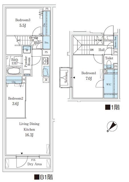 CREATIF学芸大学(3LDK/1階)の間取り写真