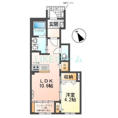 JOUR DE FLORAISON H(1LDK/1階)の間取り写真