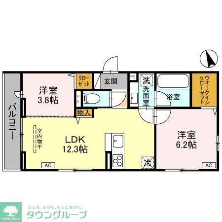 ノーブルパレス東大宮(2LDK/3階)の間取り写真