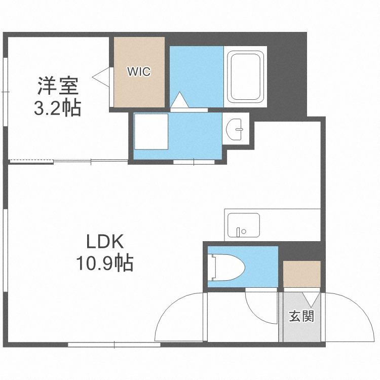 シティレジデンス月寒西(1LDK/3階)の間取り写真
