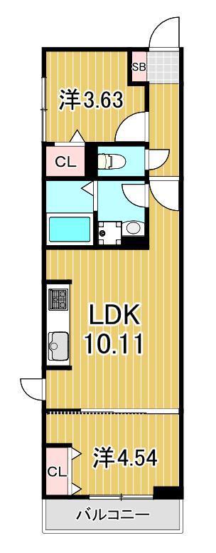 ルリアン綾瀬II(2LDK/1階)の間取り写真