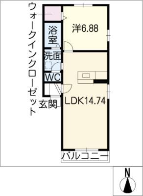 桜アパートメント(1LDK/2階)の間取り写真