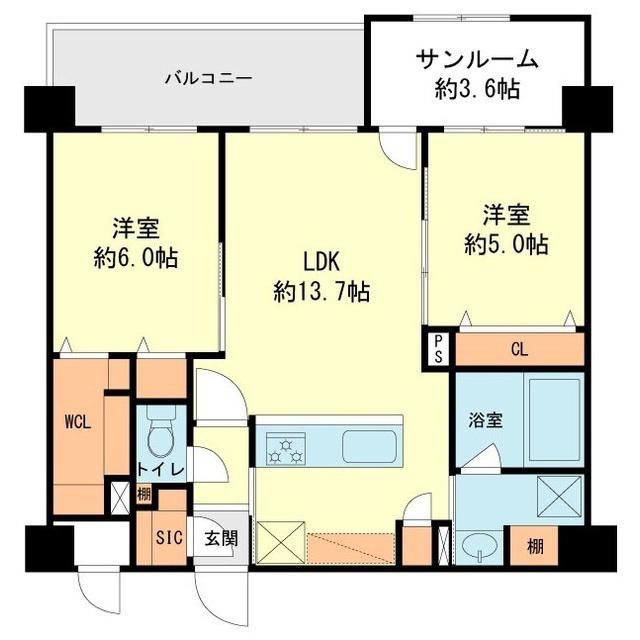 大和町4丁目ビル工事(2LDK/3階)の間取り写真