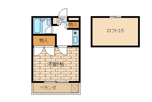 オリーブ(1K/2階)の間取り写真