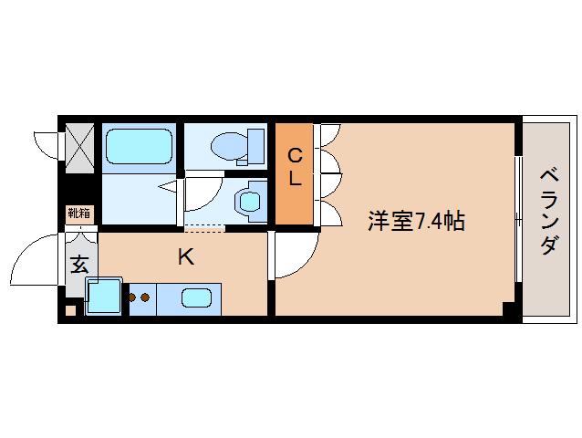 フロント木津(1K/7階)の間取り写真