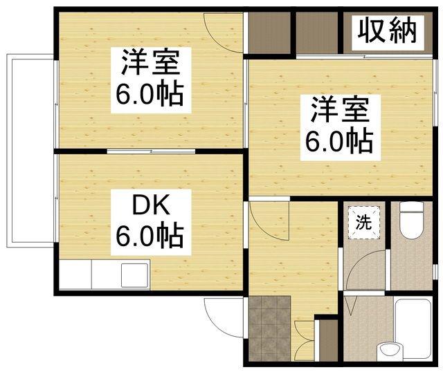 エステートピア戸坂(2DK/1階)の間取り写真