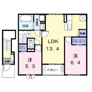 フォルトゥーナⅣ(2LDK/2階)の間取り写真