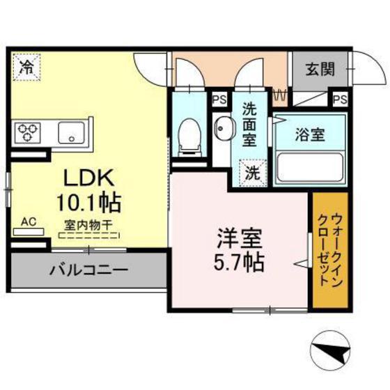 リュトモス西旭(1LDK/3階)の間取り写真
