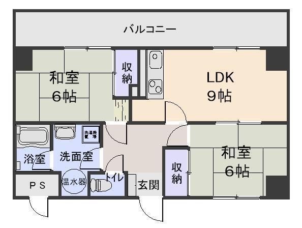 ウィングコート下長(2LDK/2階)の間取り写真