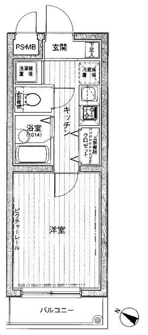 ジュエル雪谷大塚(1K/1階)の間取り写真