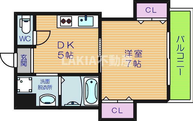 イーストコート一番館(1DK/2階)の間取り写真