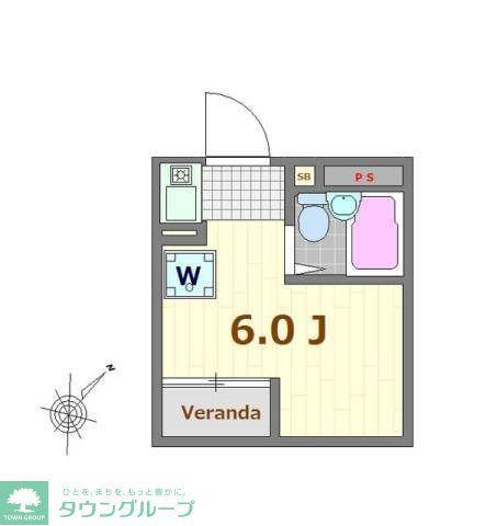オークビル(ワンルーム/3階)の間取り写真