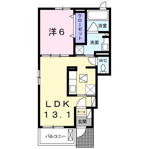 アリエッタIII(1LDK/1階)の間取り写真