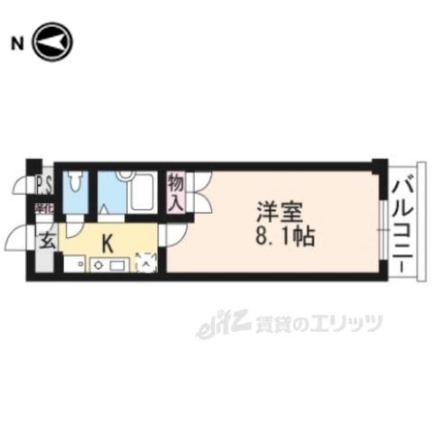 奈良甚ビル(1K/5階)の間取り写真