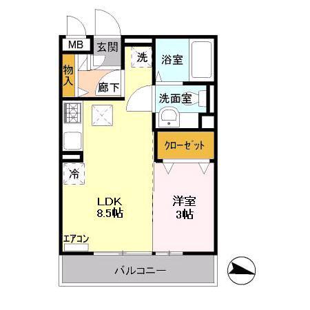 クレセントコートKAY(1LDK/1階)の間取り写真