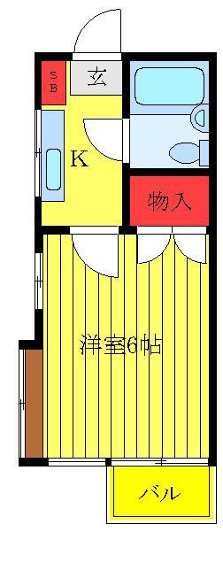 フラワーハイツI(1K/2階)の間取り写真