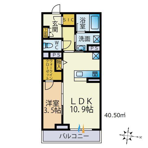 ＪＲ高崎線 高崎駅(ＪＲ) 徒歩22分 3階建 築4年(1LDK/3階)の間取り写真