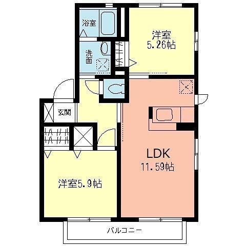 フォルクス・SLT(2LDK/1階)の間取り写真
